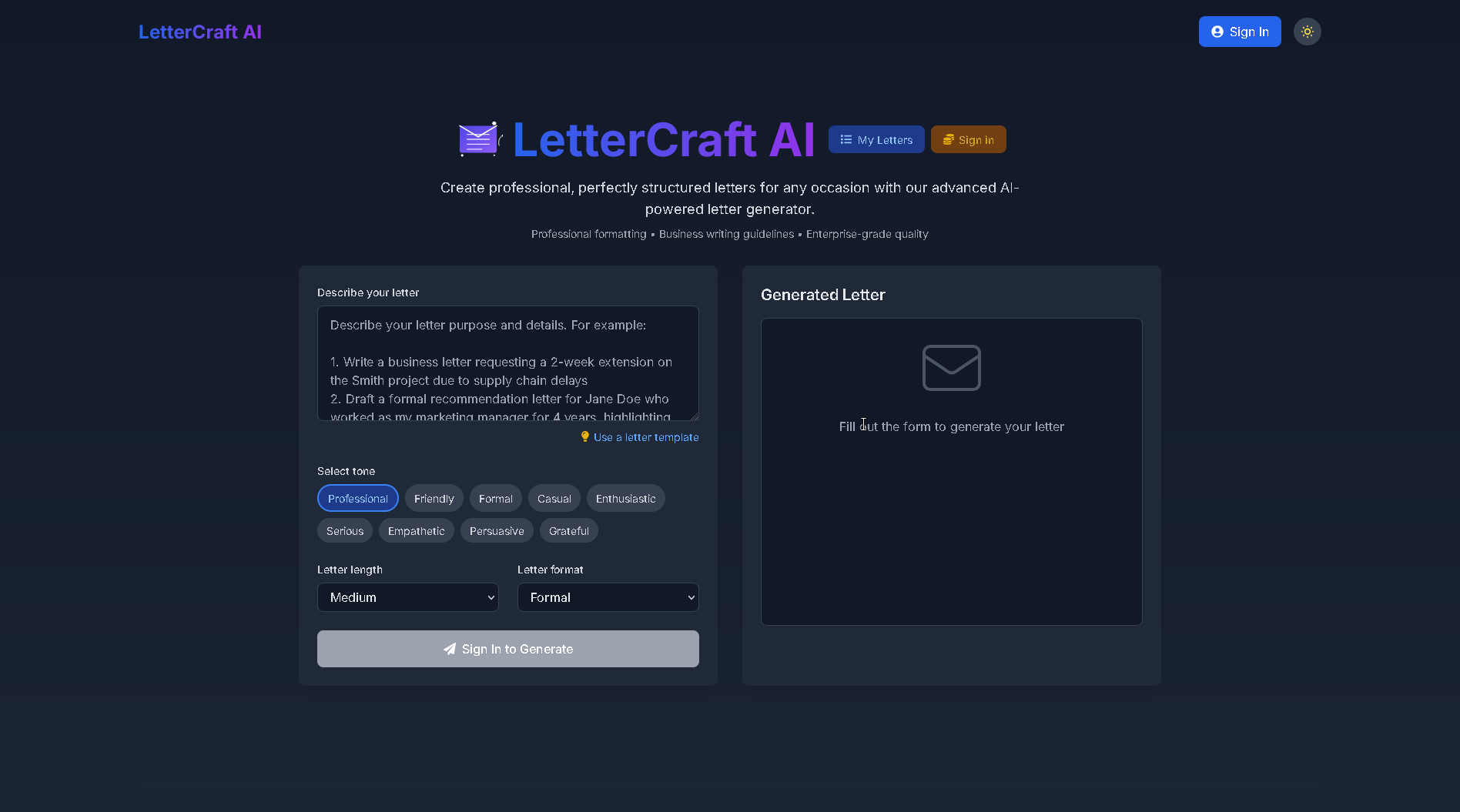 LetterCraft AI Preview